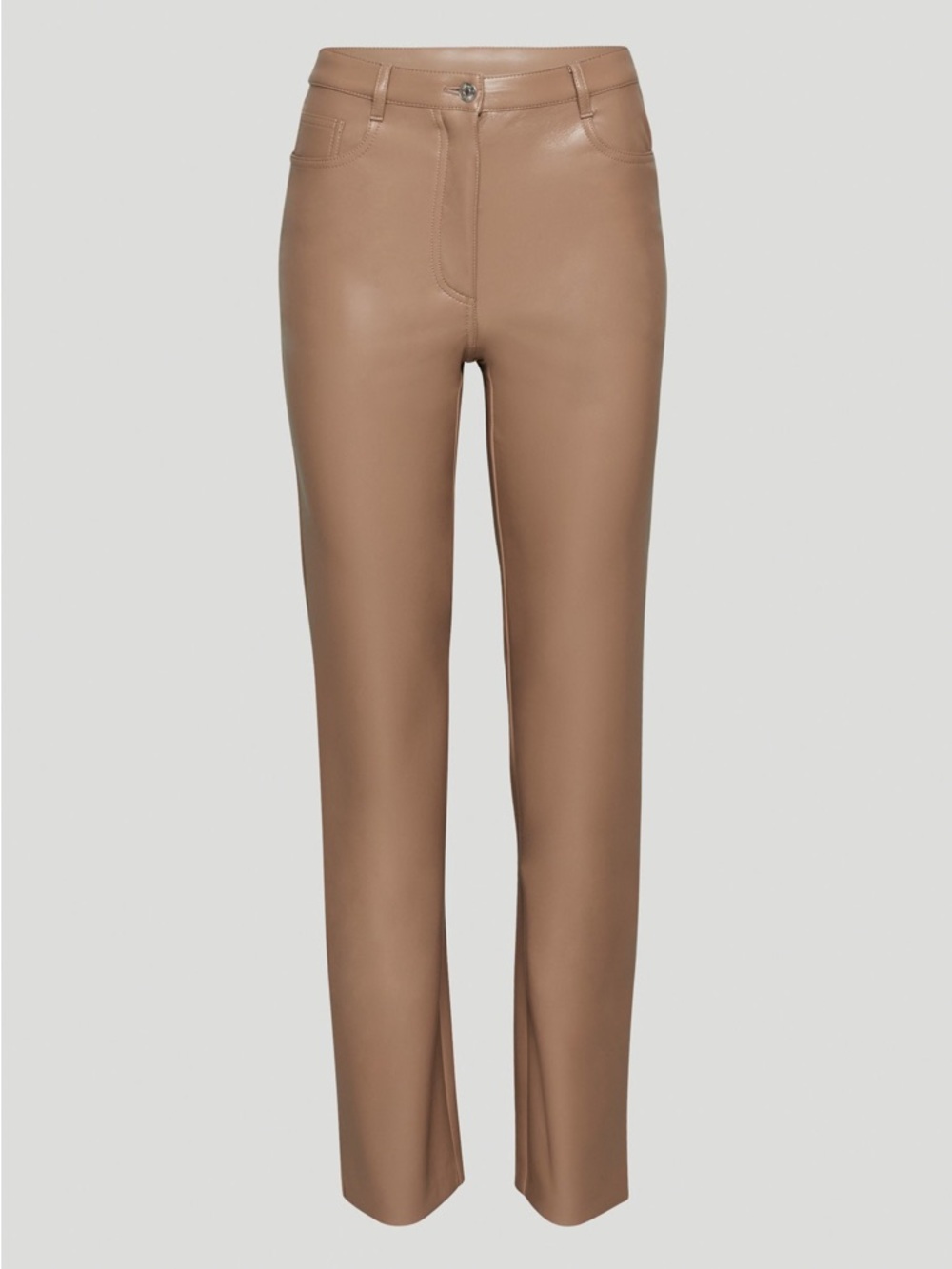 Aritzia Melina Faux Leather Straight-Leg Pants - Camel Brown
